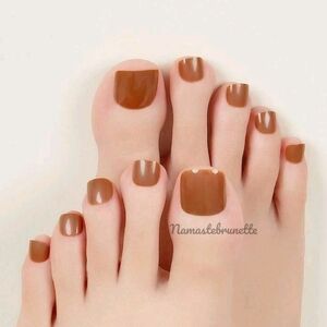 2/$16 Square Brown Press On Toenails